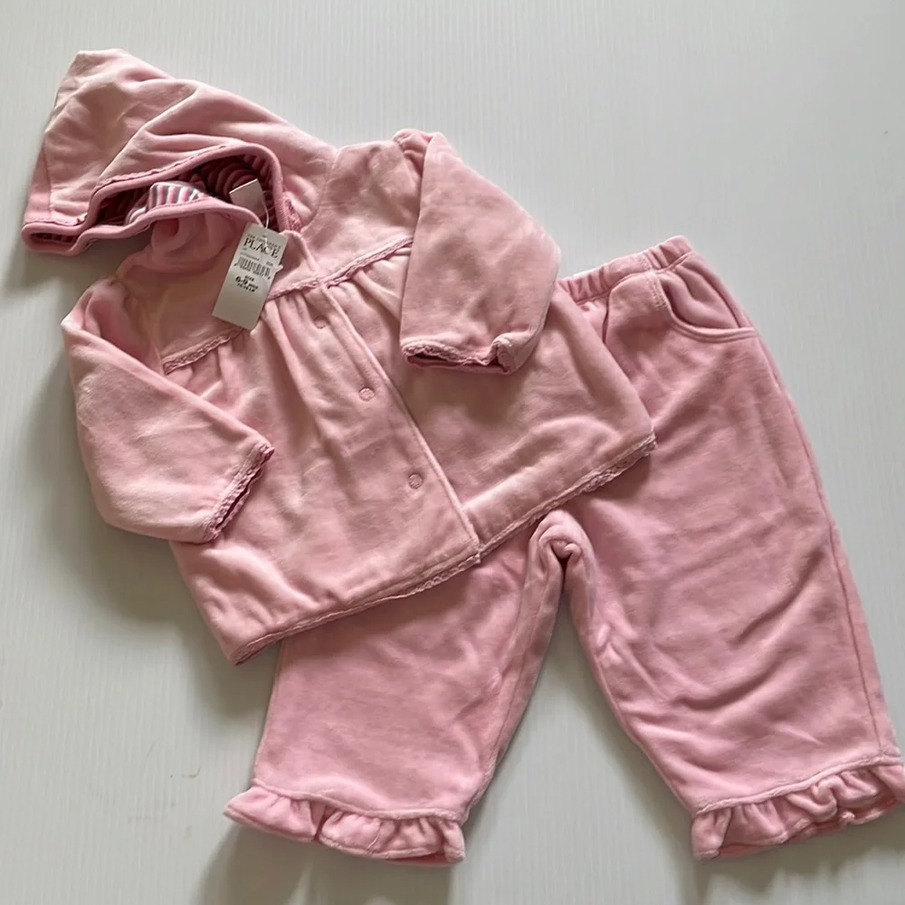 The Children’s place 3 piece set.  Pink Pants, Jacket & bib.  Size 6-9 months